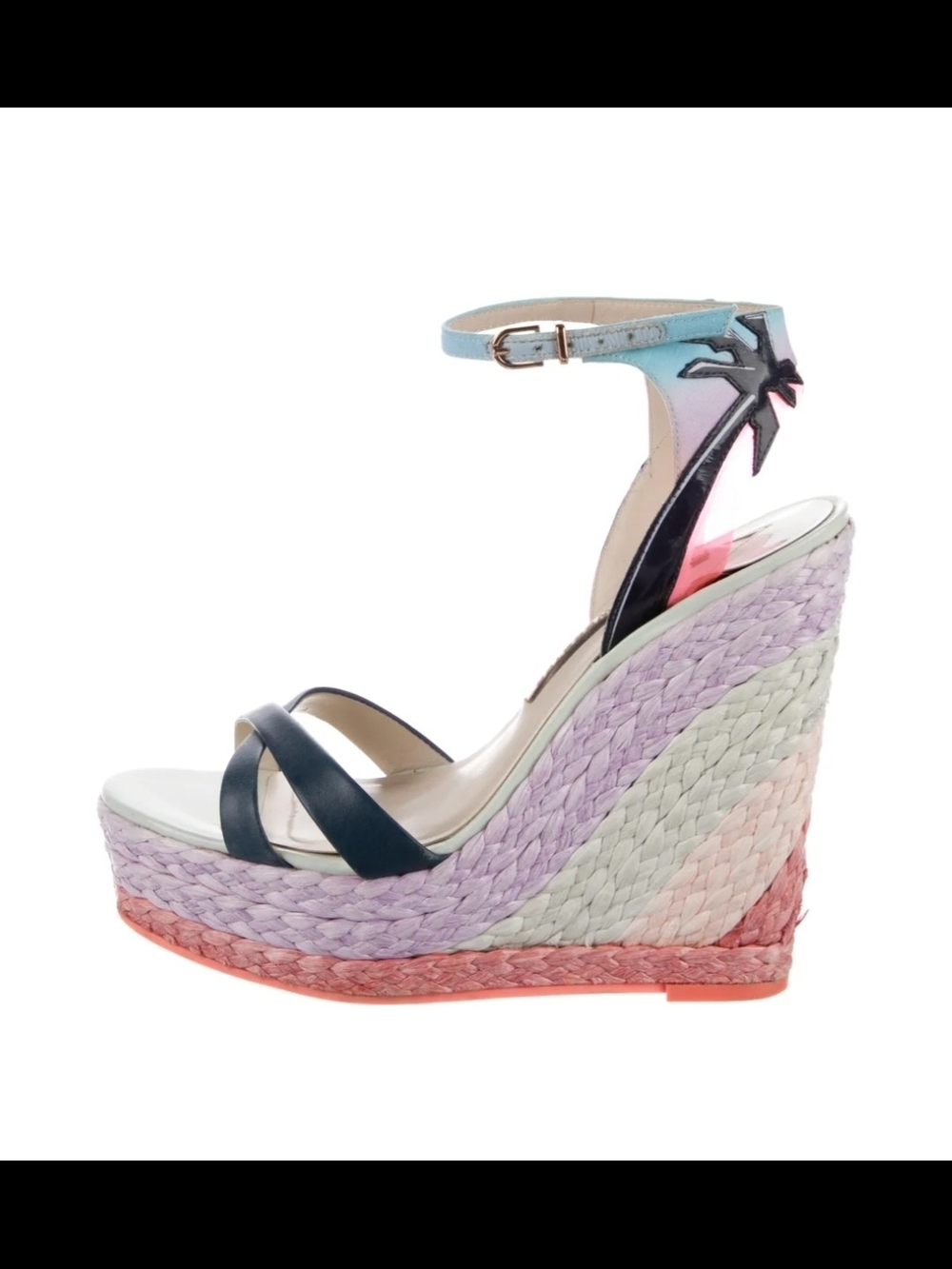 💜 Sophia Webster 💜 Multicolor Wedge Espadrille Sandal with Ankle Strap